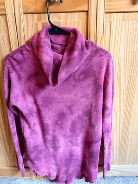 Anthropology Maeve Women's Pink Tie-Dye Cowl Neck Sweater